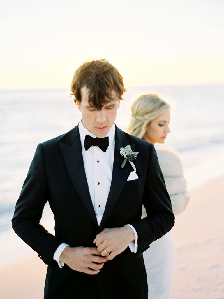 seaside wedding photography of bride and groom