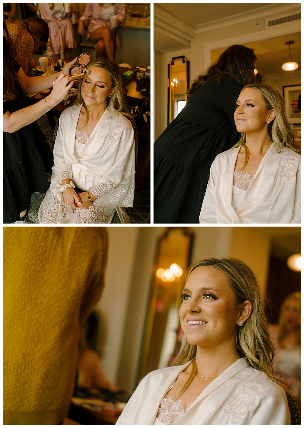images of bride getting ready before wedding